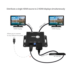 SIIG 2-Port Mini Splitter HDMI HDR